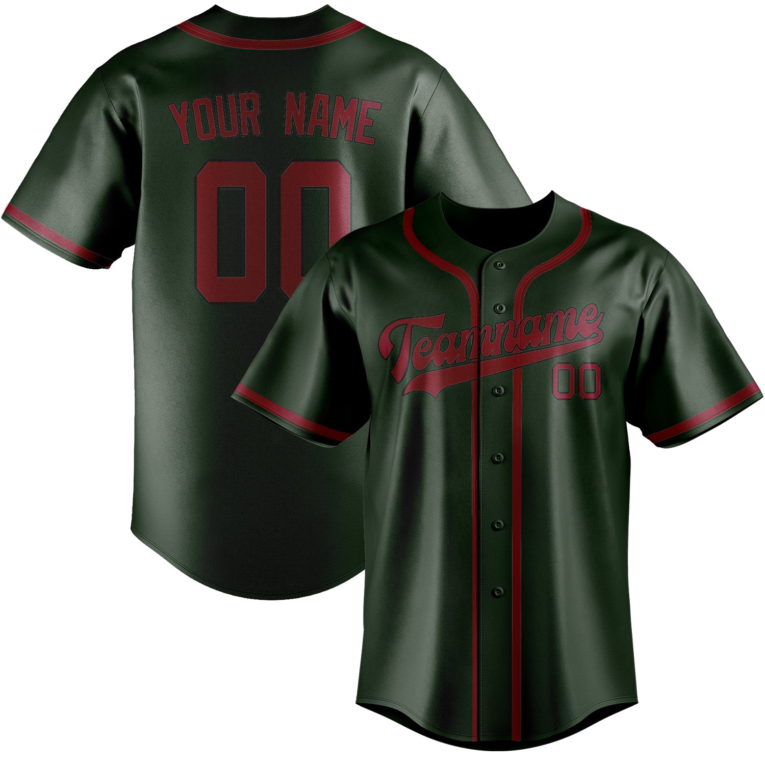 Custom Dark Green Crimson Red Baseball Jersey