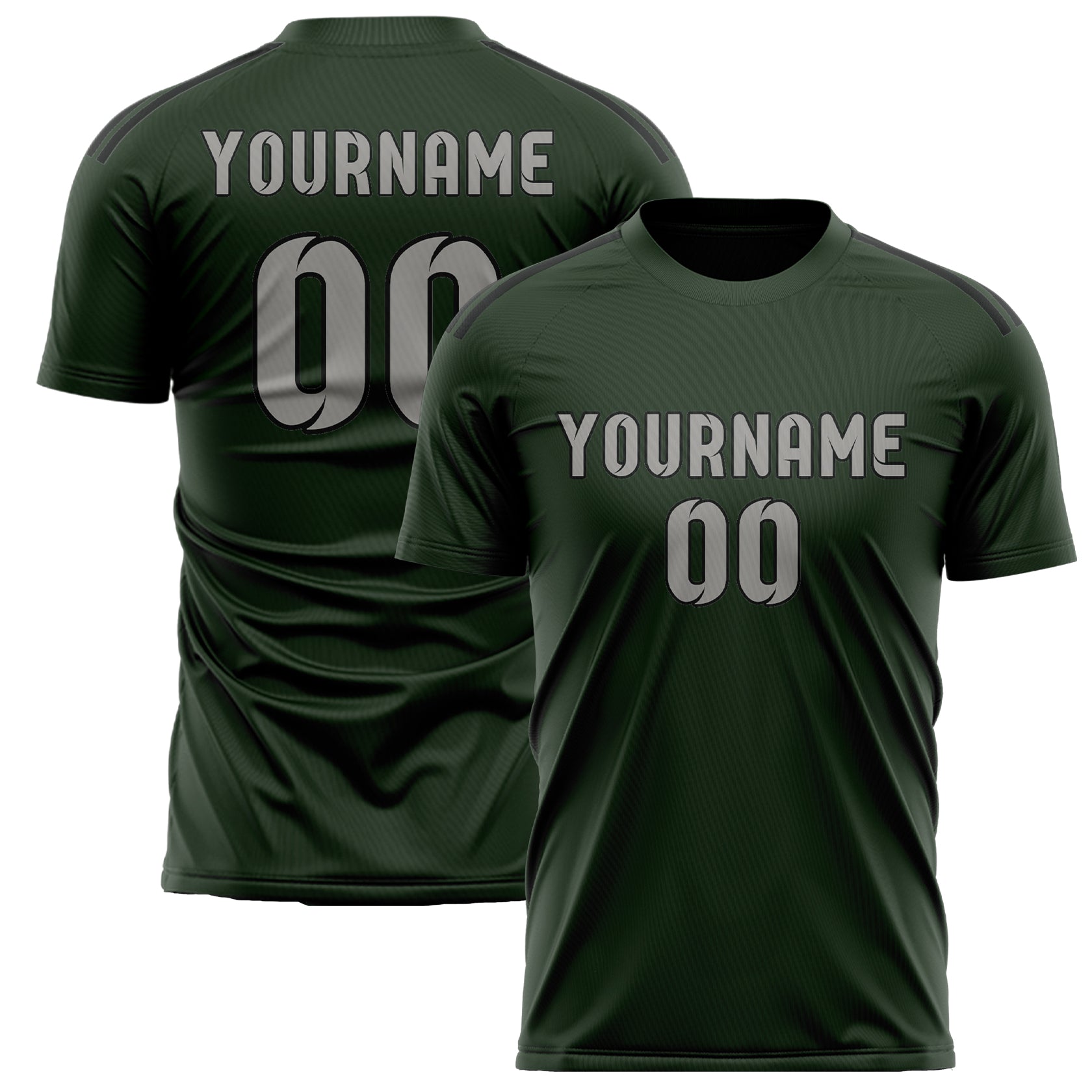 Custom Dark Green Gray Soccer Jersey