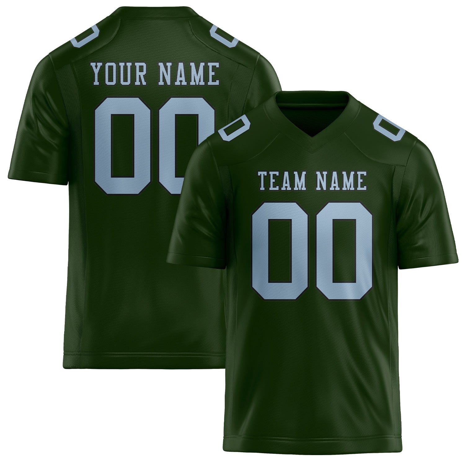 Custom Dark Green Light Blue Football Jersey