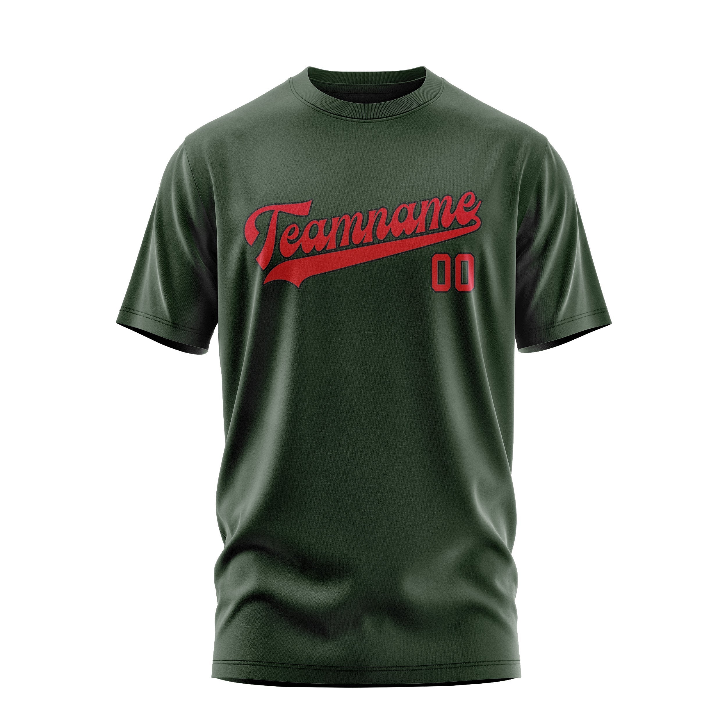 Custom Dark Green Red T-Shirt