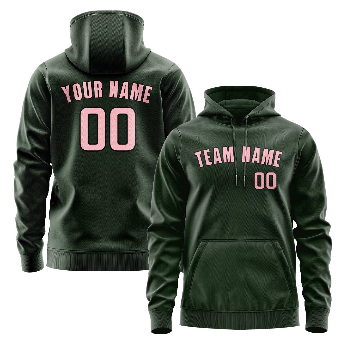 Custom Dark Green Light Pink Hoodie