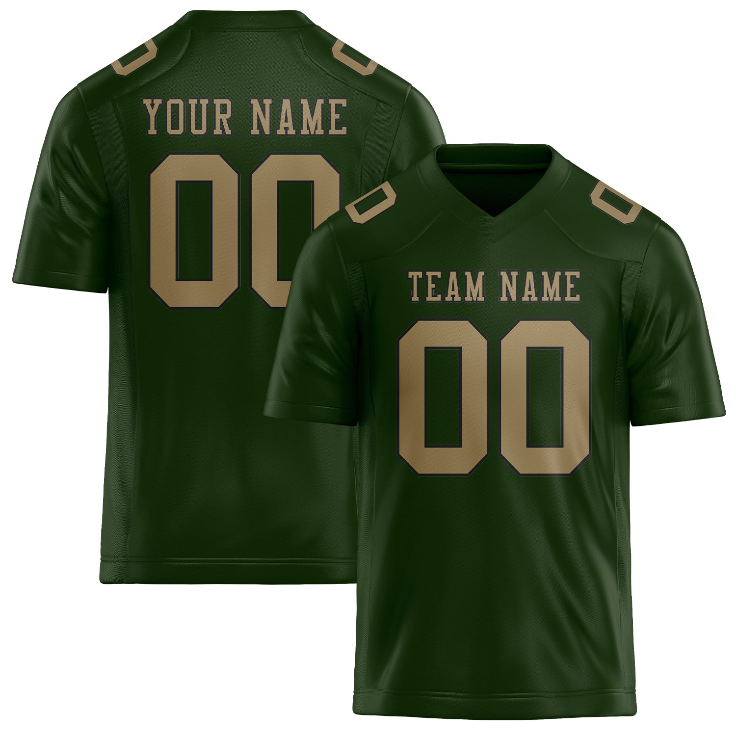 Custom Dark Green Light Khaki Football Jersey