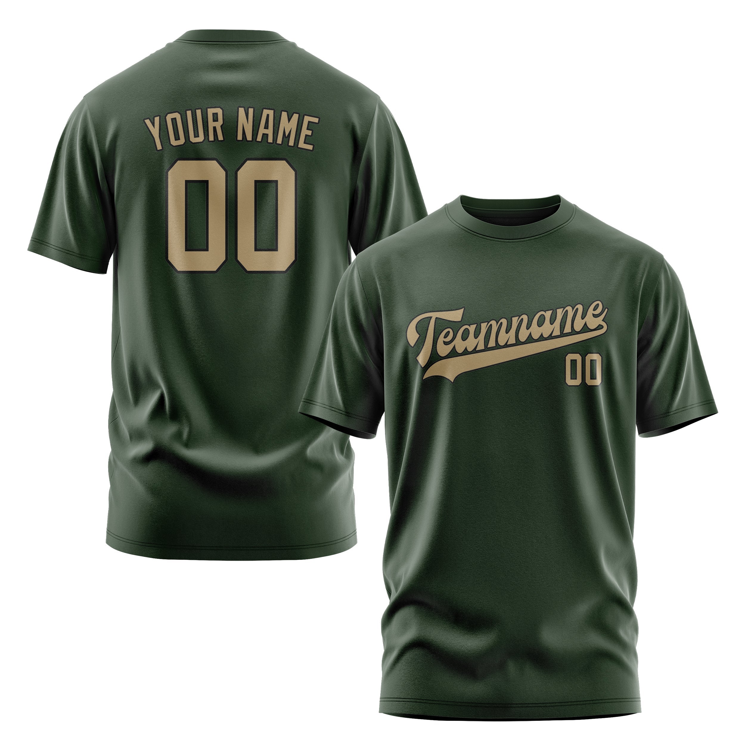 Custom Dark Green Light Khaki T-Shirt
