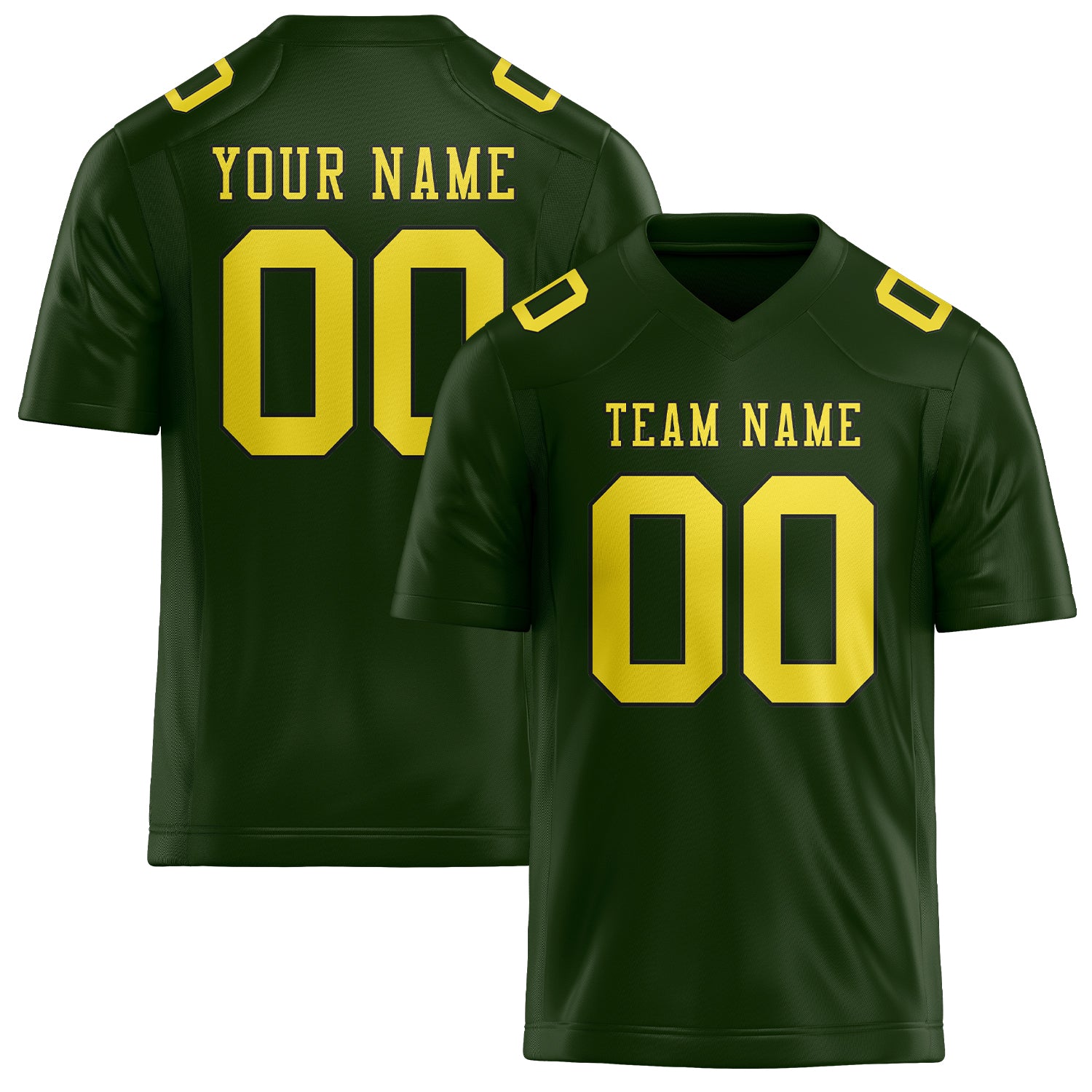 Custom Dark Green Light Yellow Football Jersey