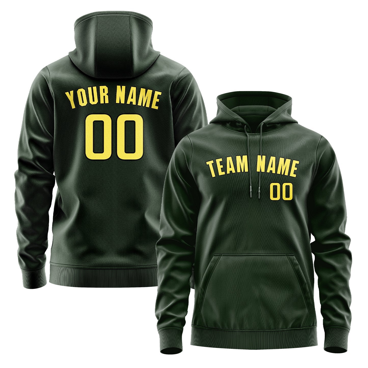 Custom Dark Green Light Yellow Hoodie