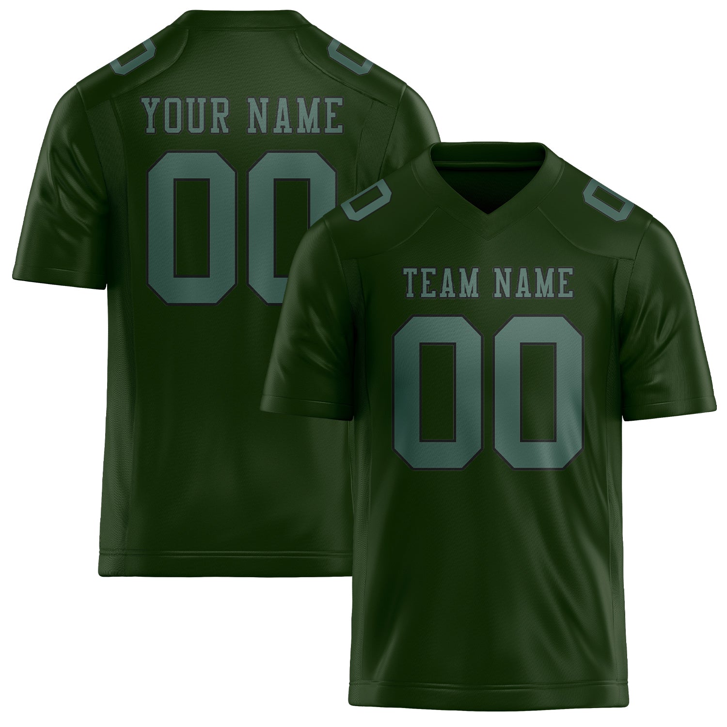 Custom Dark Green Blue Green Football Jersey