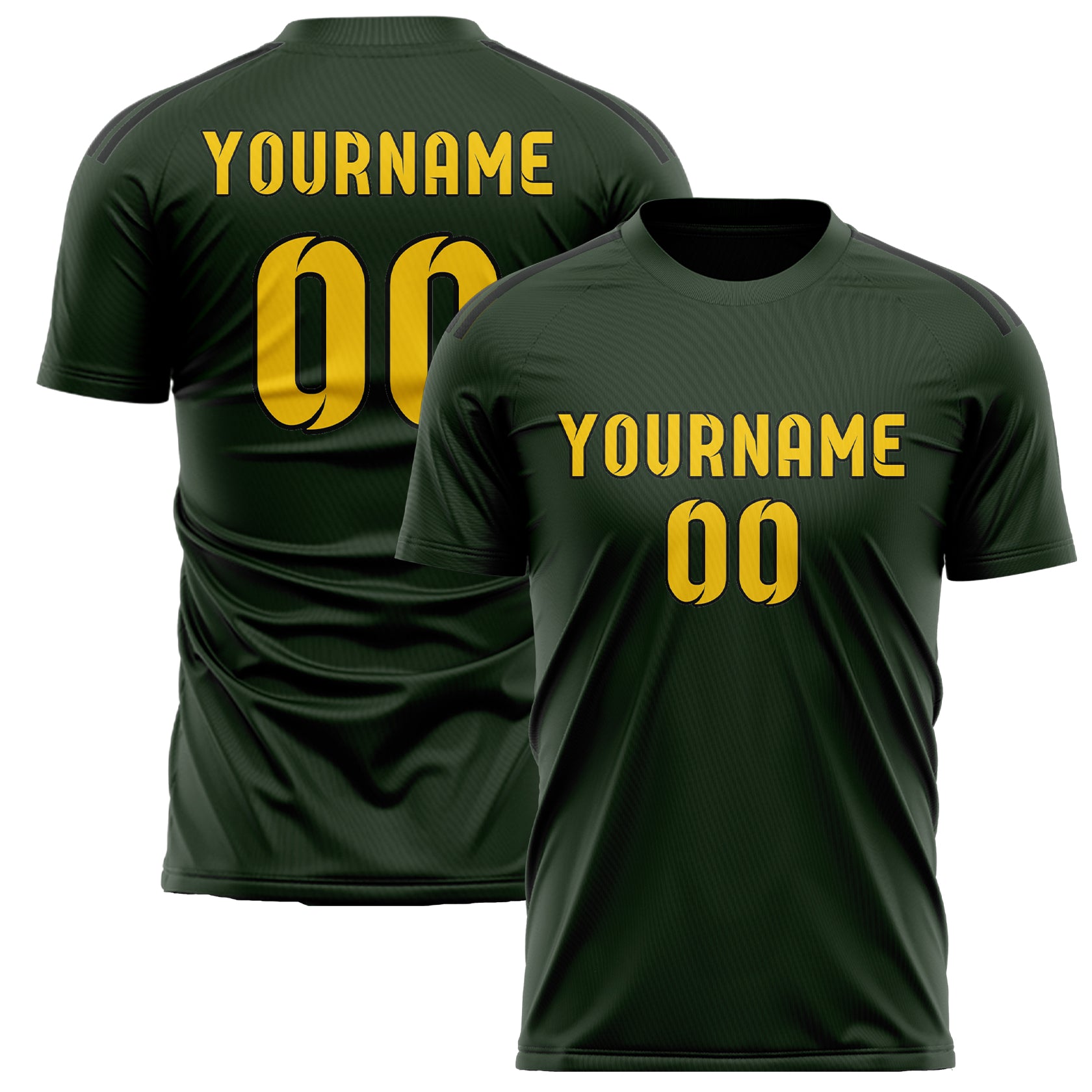 Custom Dark Green Gold Soccer Jersey