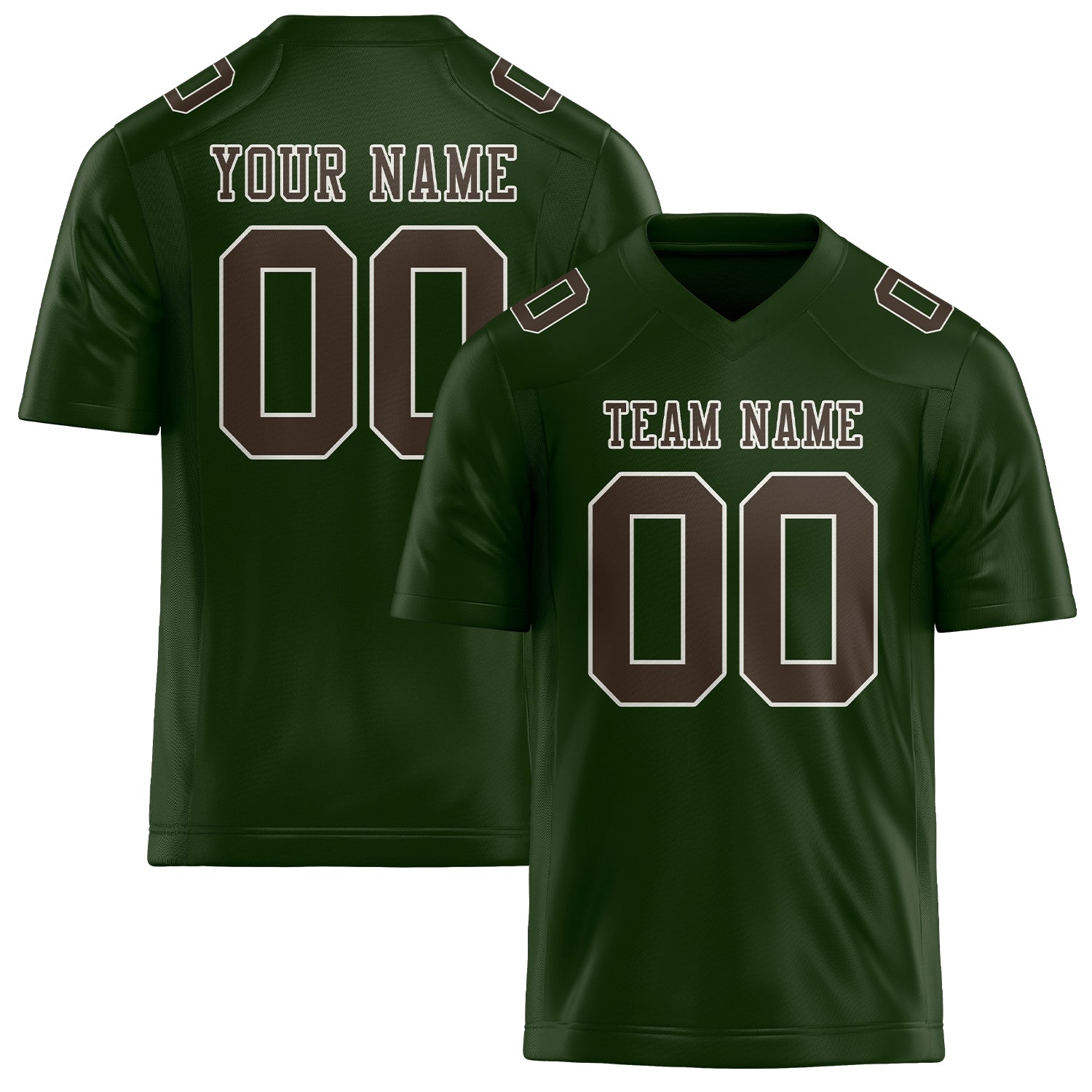 Custom Dark Green Brown Football Jersey