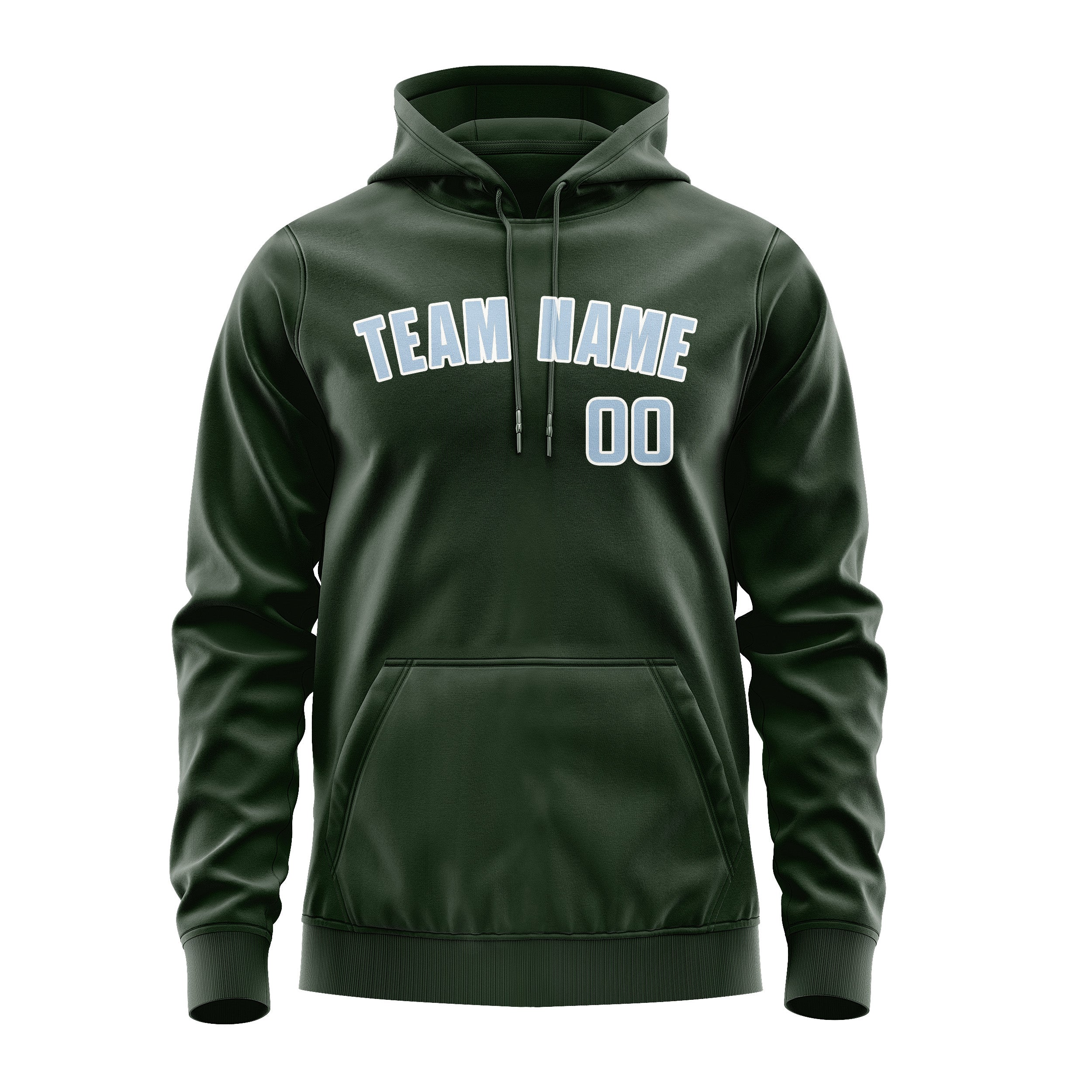 Custom Dark Green Light Blue Hoodie