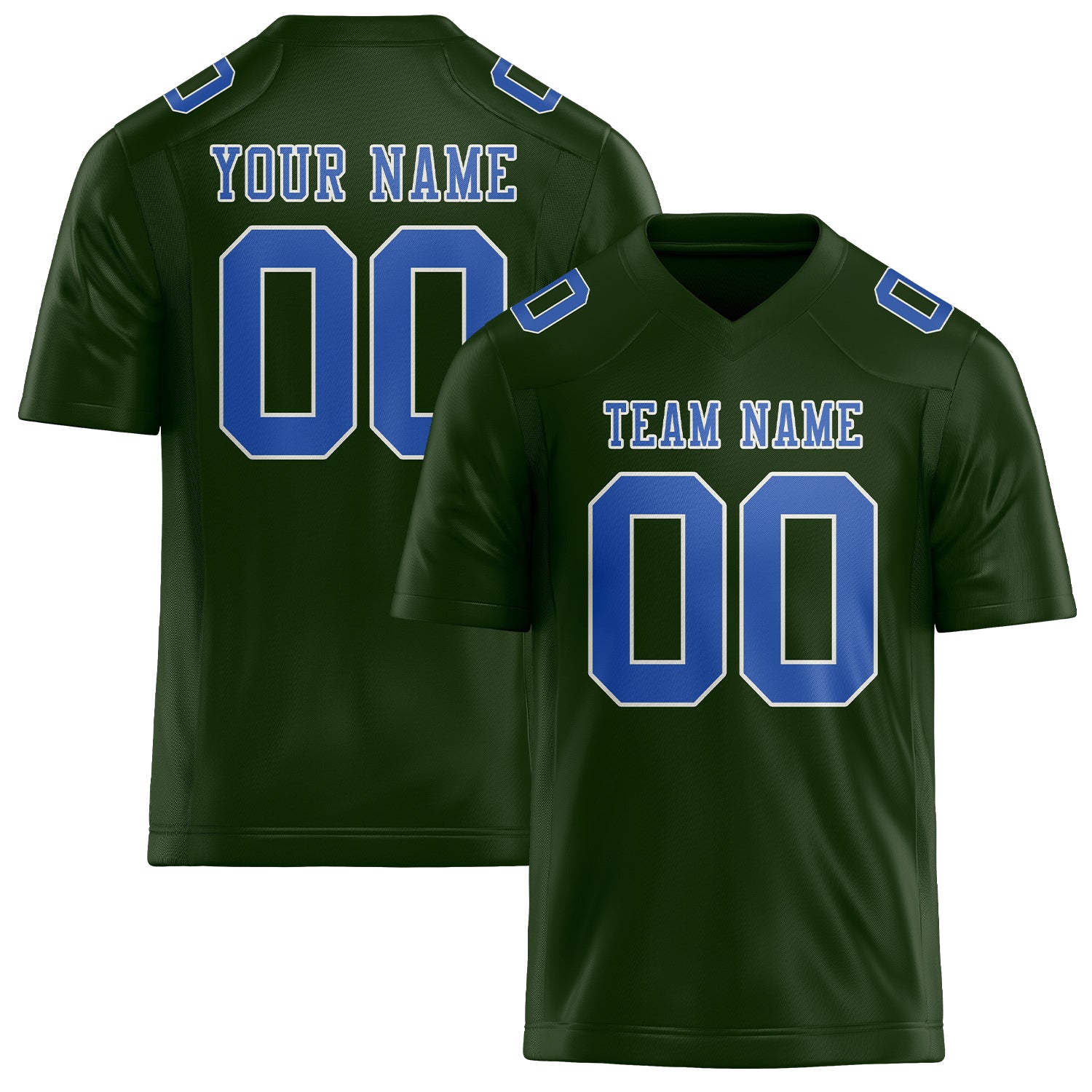 Custom Dark Green Sky Blue Football Jersey