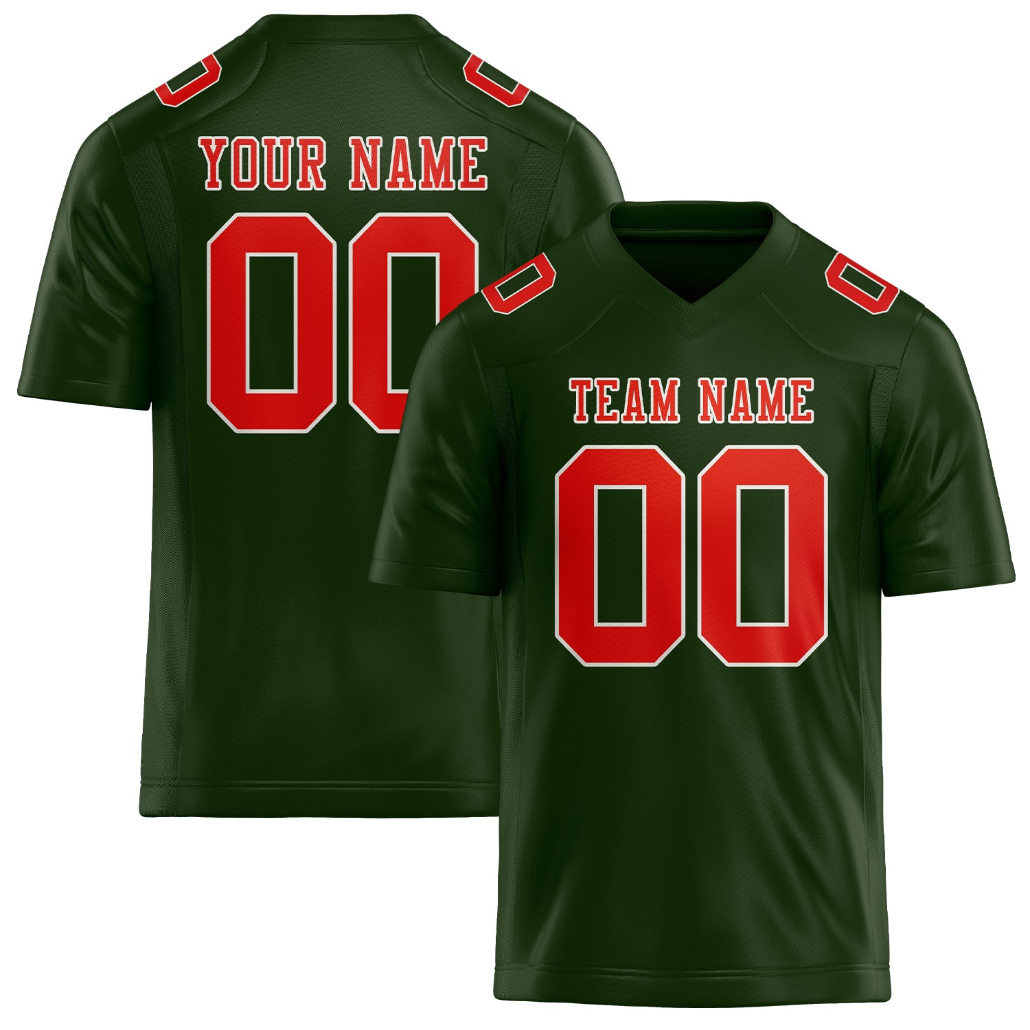 Custom Dark Green Orange Red Football Jersey
