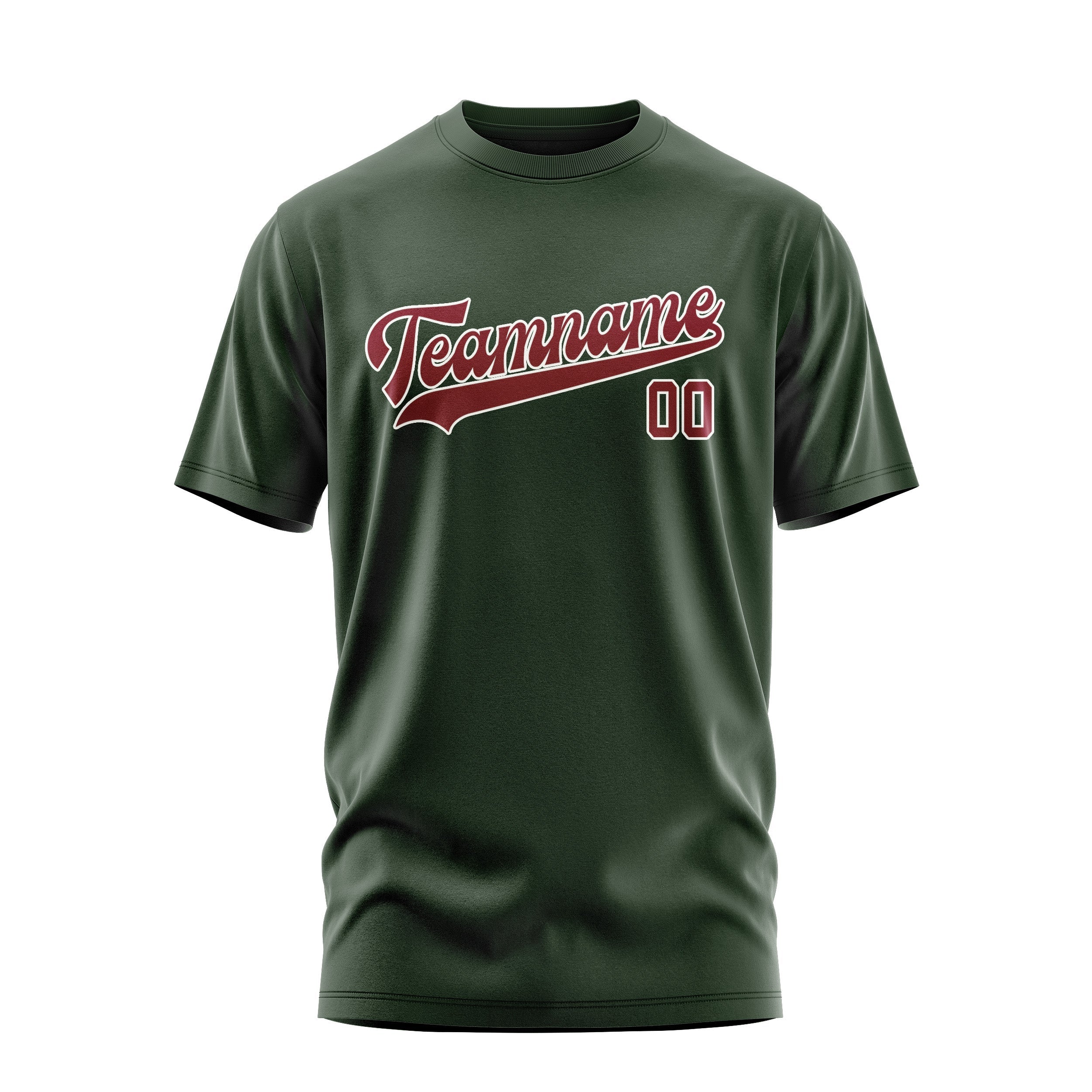 Custom Dark Green Crimson Red T-Shirt