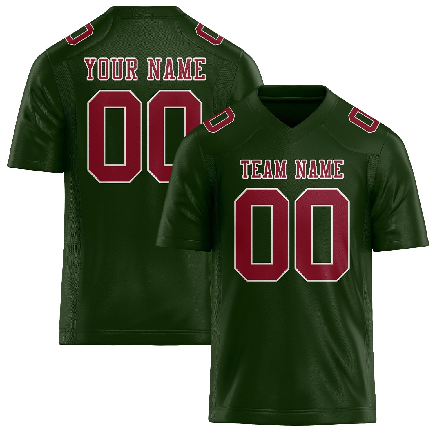 Custom Dark Green Crimson Red Football Jersey