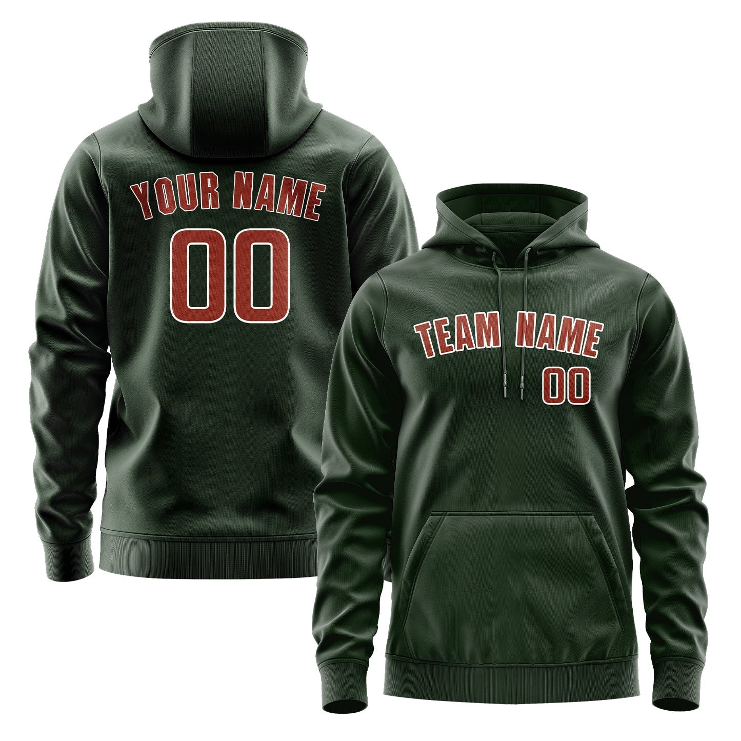 Custom Dark Green Coral Red Hoodie