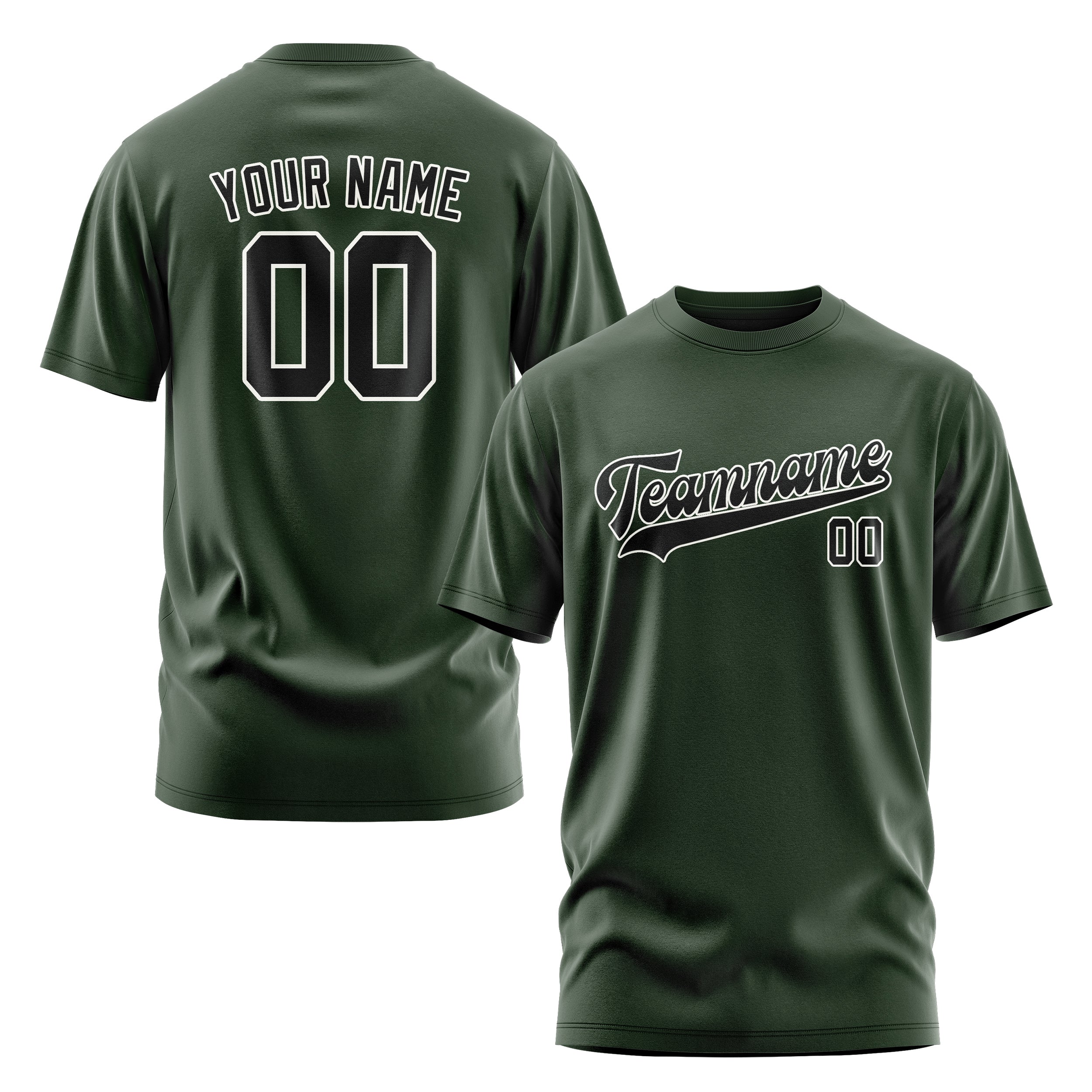 Custom Dark Green Black T-Shirt
