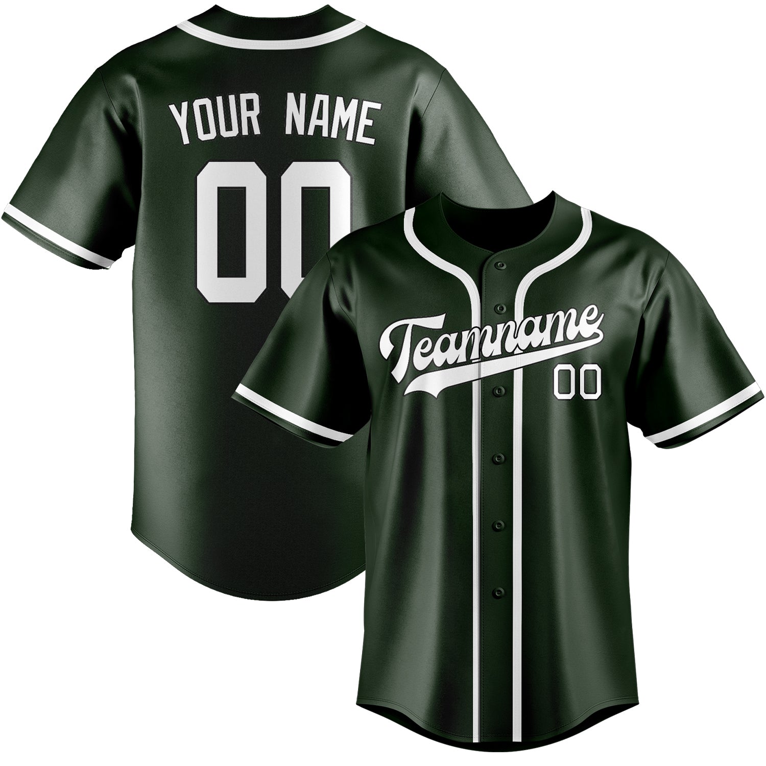 Custom Dark Green White Baseball Jersey