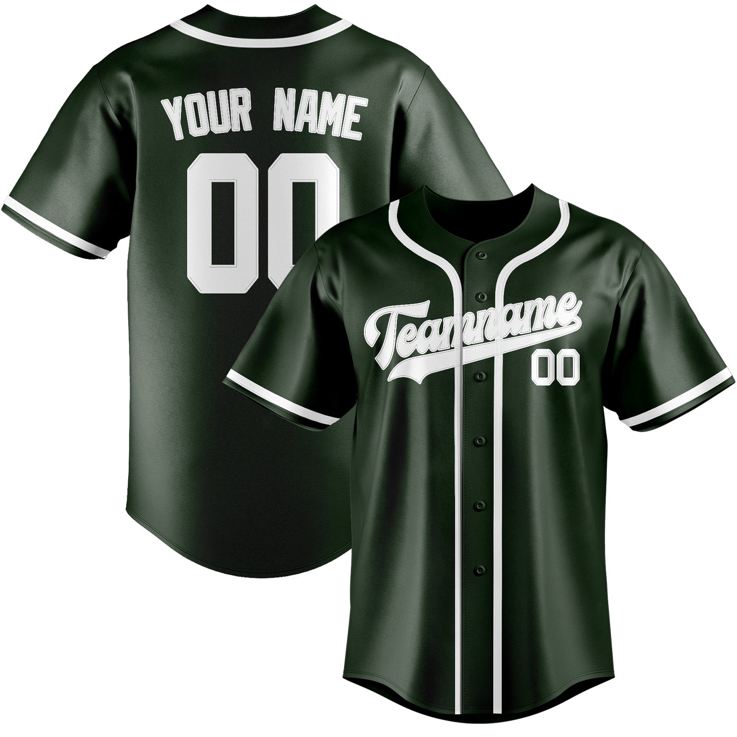 Custom Dark Green White Baseball Jersey