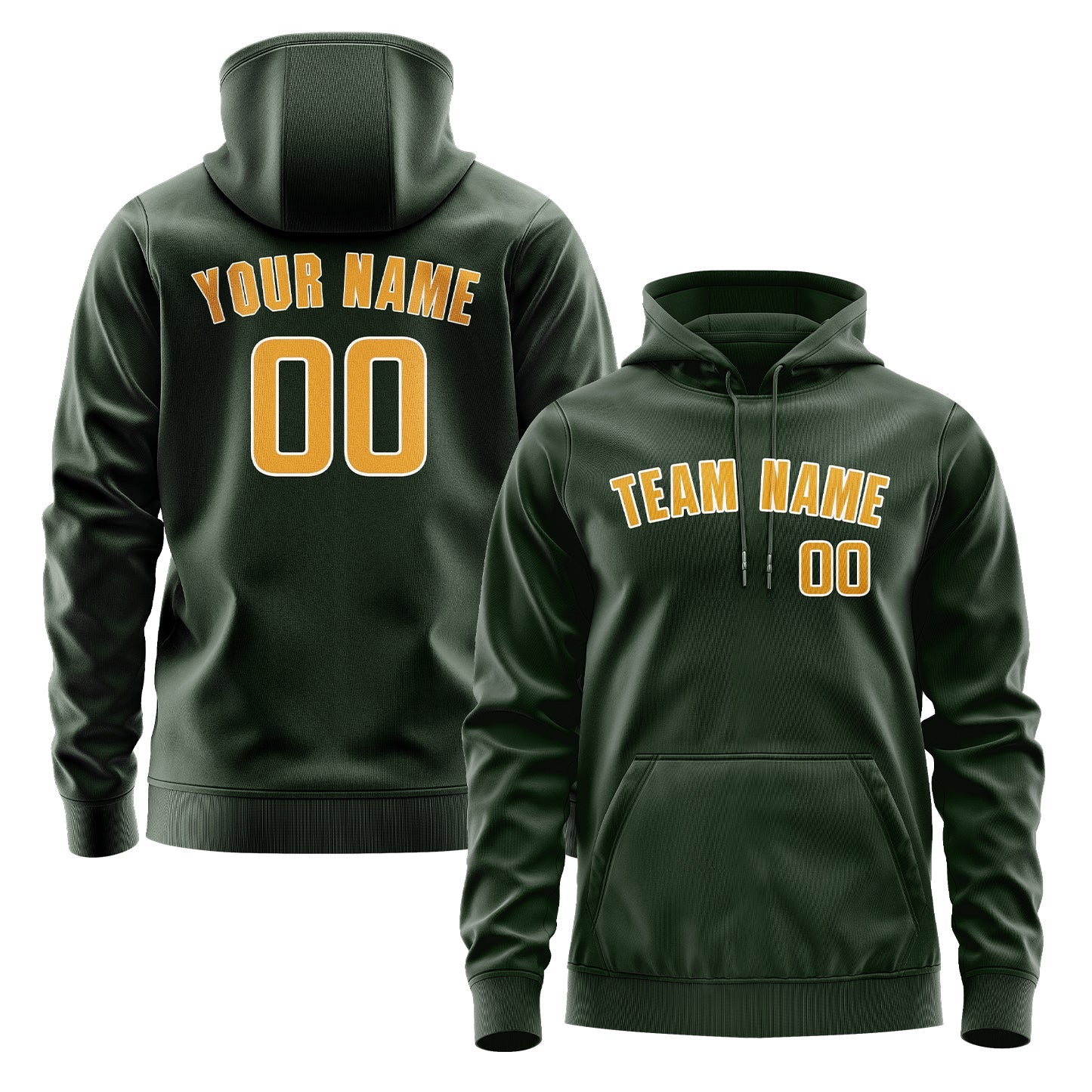 Custom Dark Green Yellow Hoodie