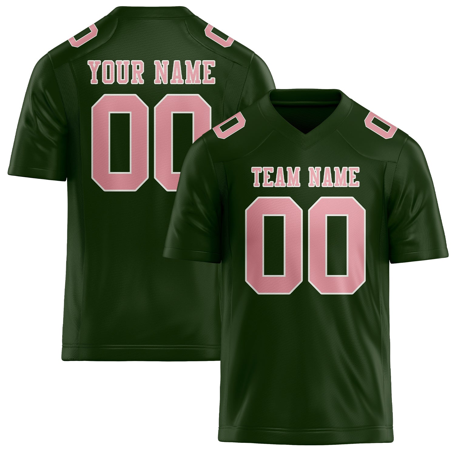 Custom Dark Green Light Pink Football Jersey