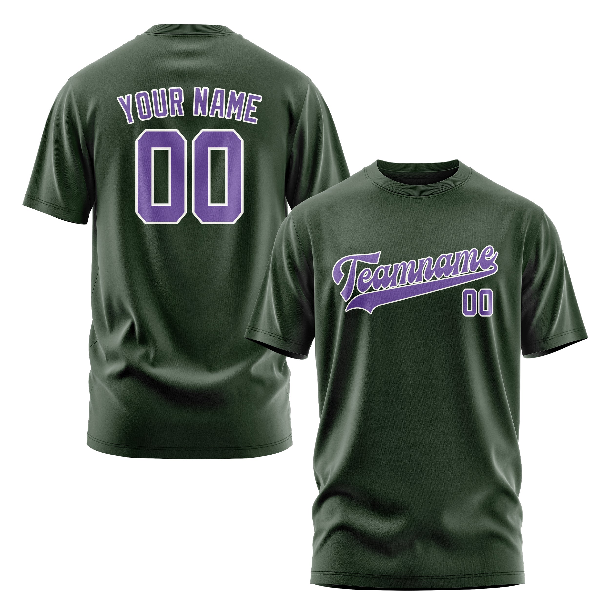 Custom Dark Green Light Purple T-Shirt