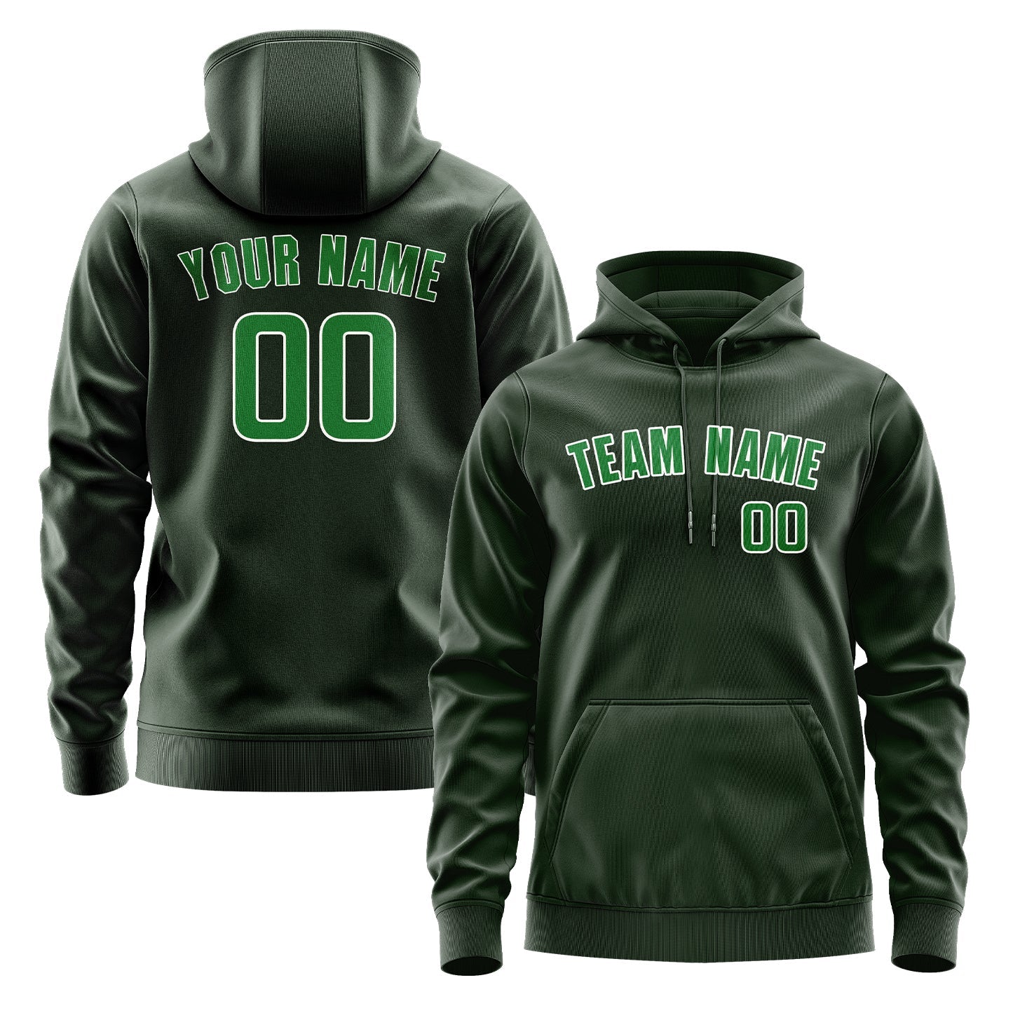 Custom Dark Green Emerald Green Hoodie