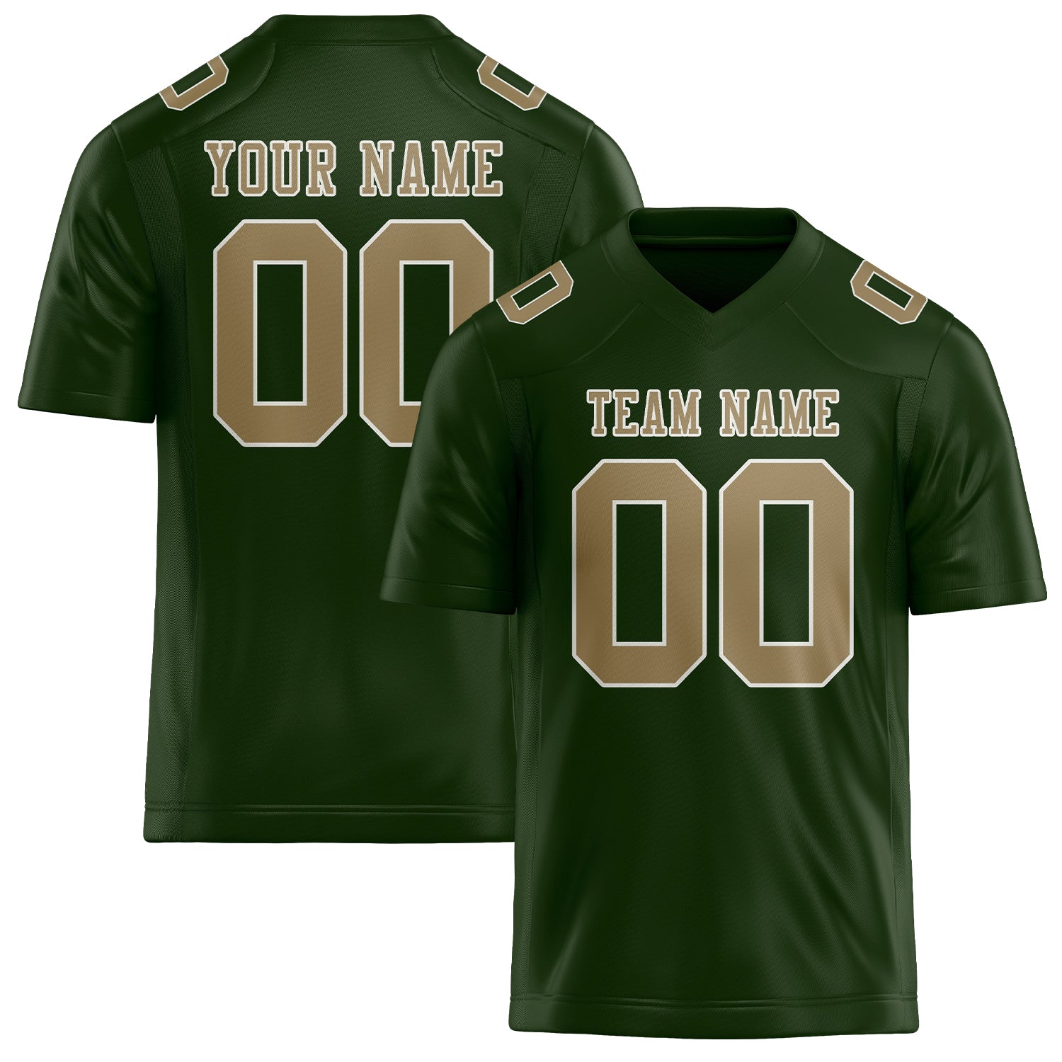 Custom Dark Green Light Khaki Football Jersey