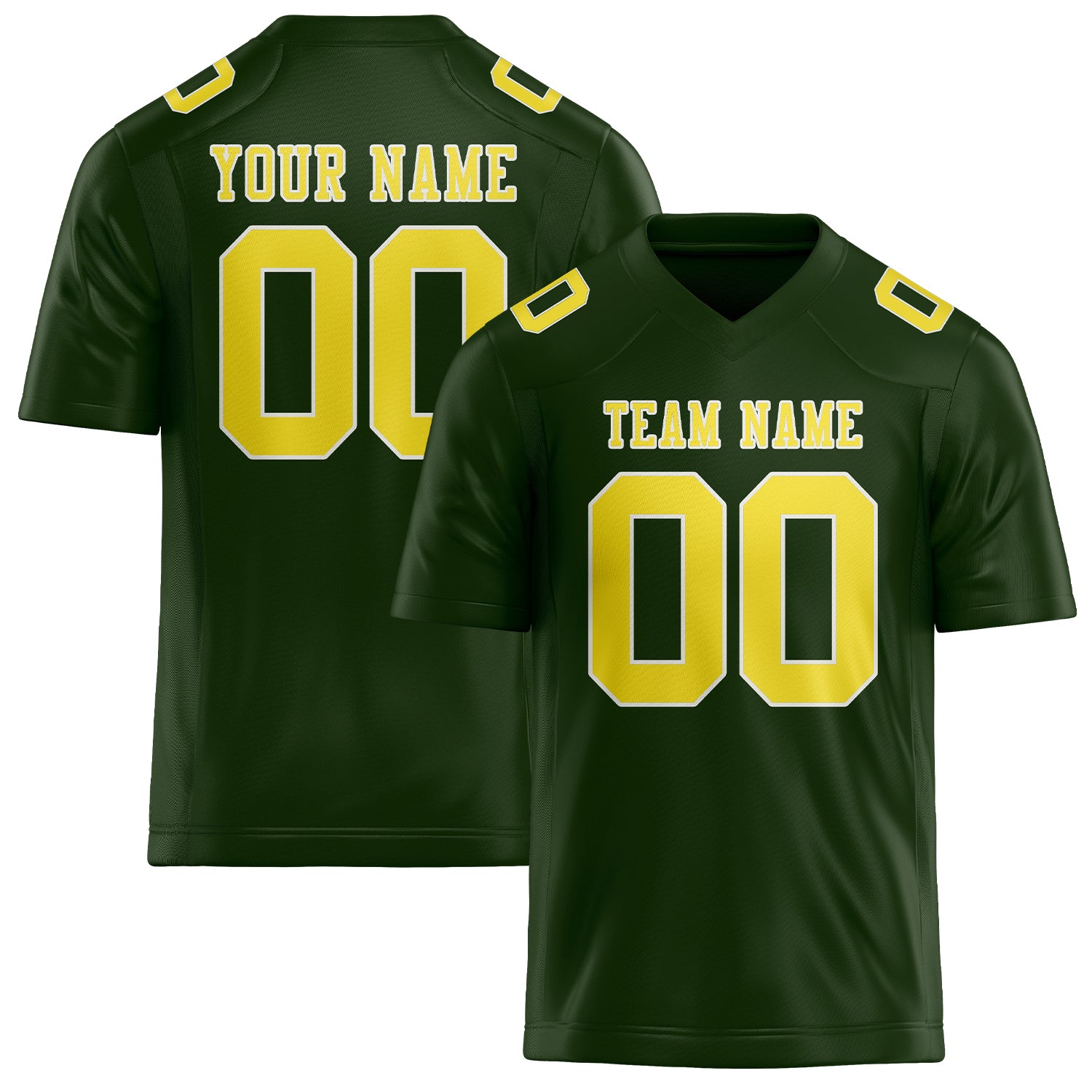 Custom Dark Green Light Yellow Football Jersey