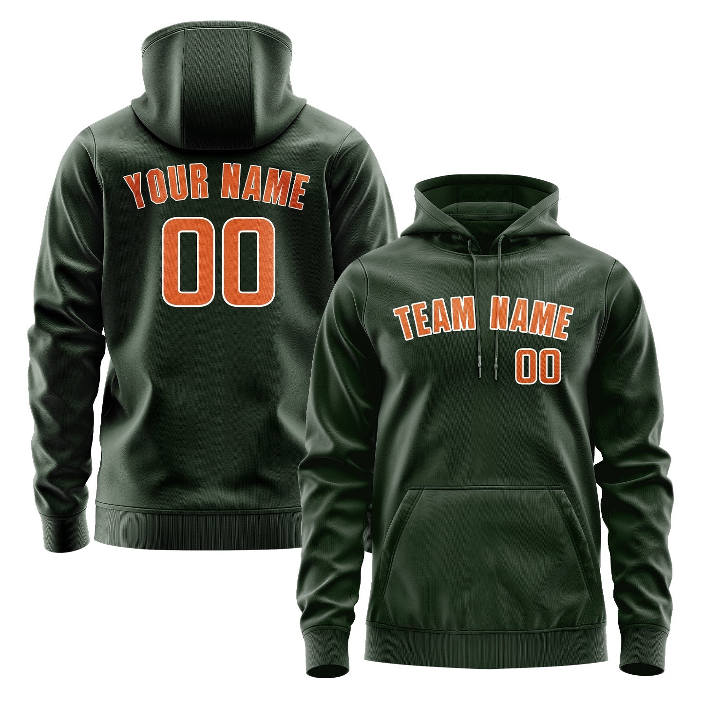 Custom Dark Green Orange Hoodie