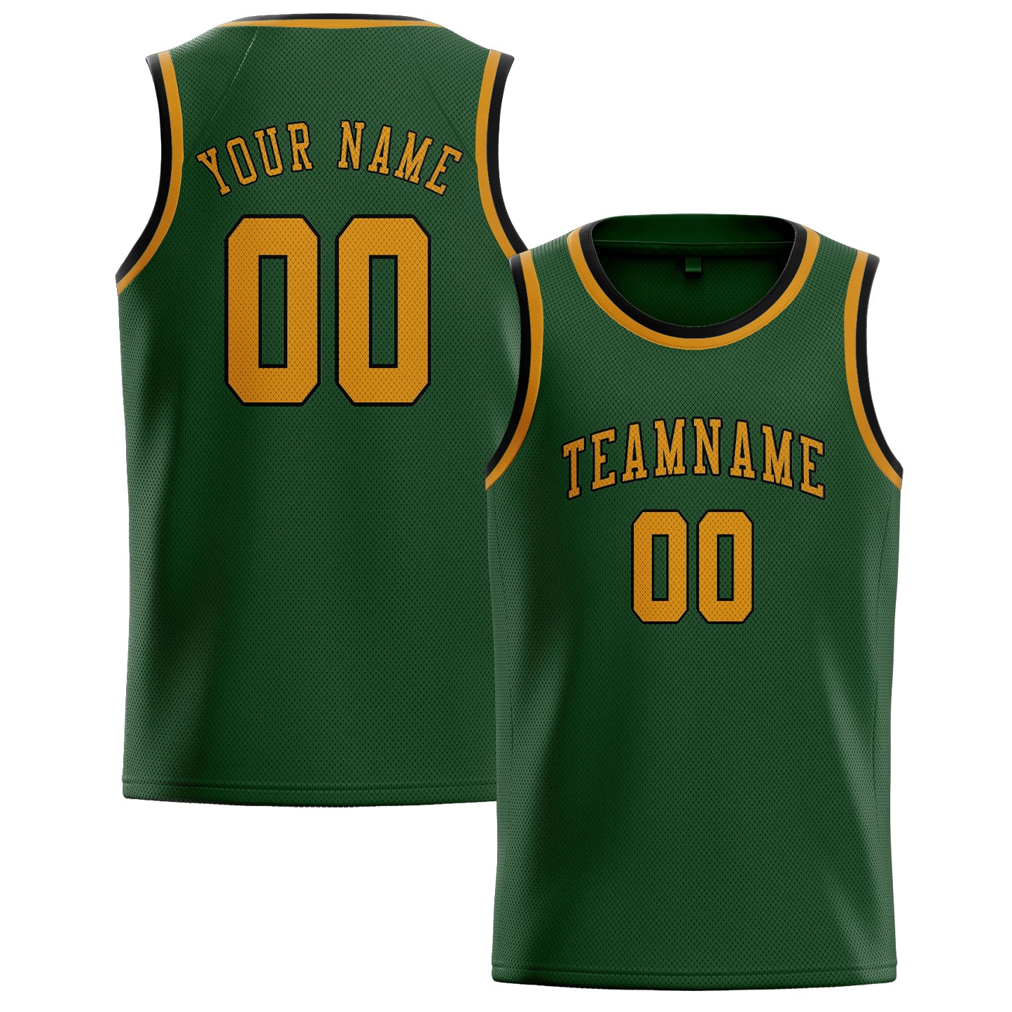 Custom Dark Green Yellow Basketball Jersey