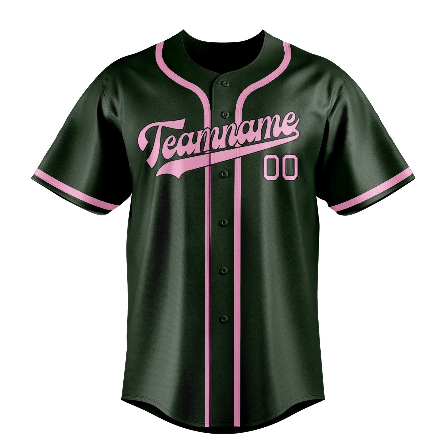 Custom Dark Green Light Pink Baseball Jersey