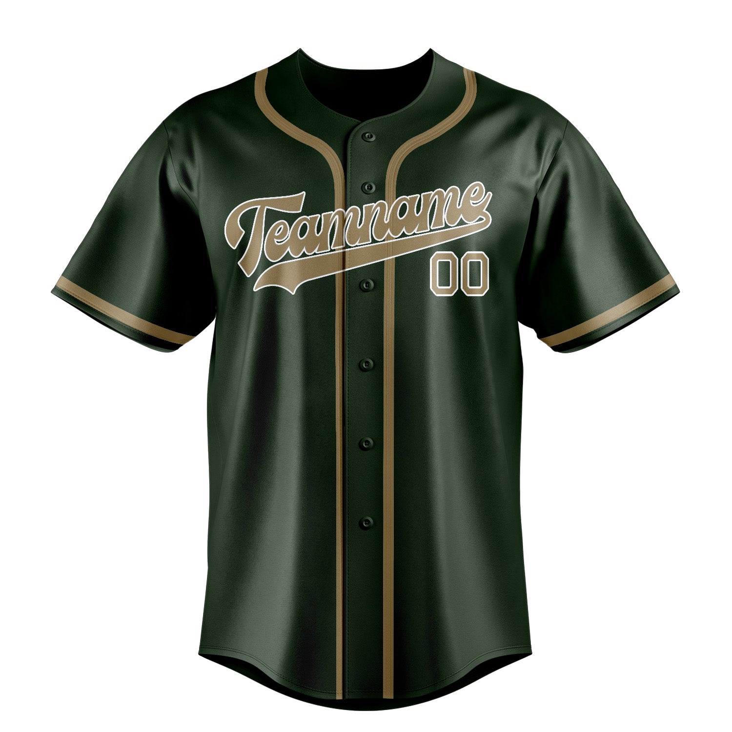 Custom Dark Green Light Khaki Baseball Jersey