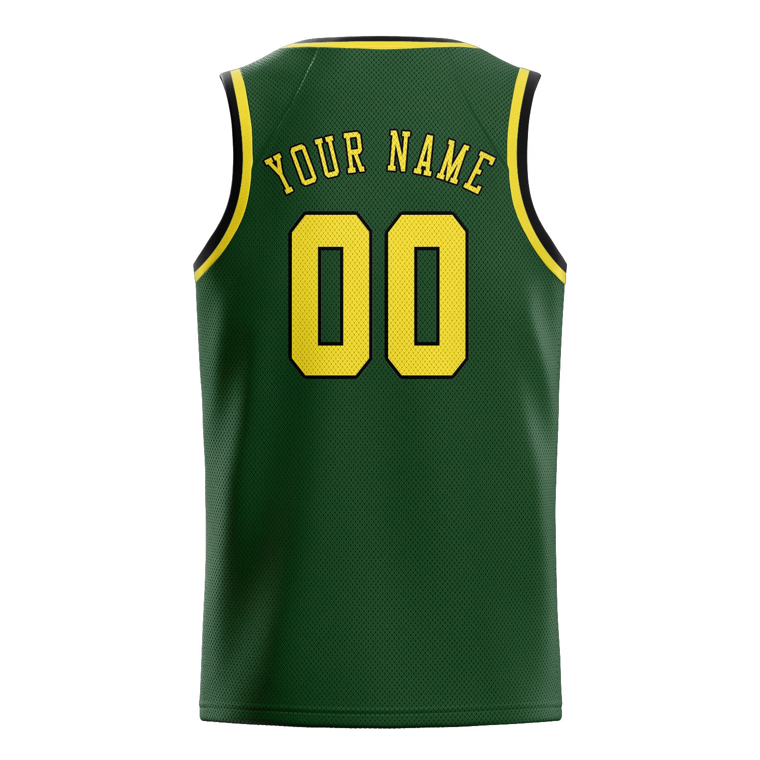 Custom Dark Green Light Yellow Basketball Jersey