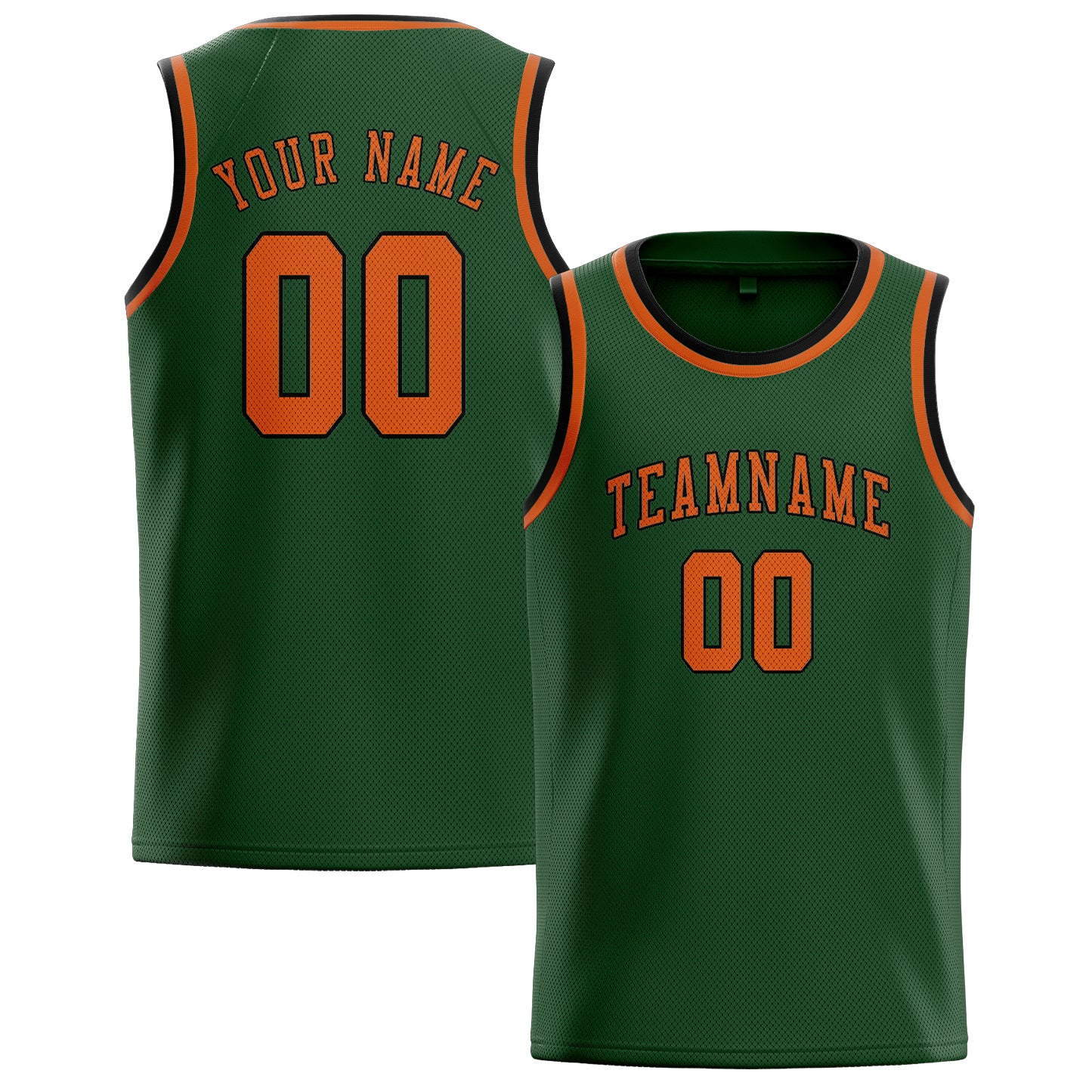 Custom Dark Green Orange Basketball Jersey