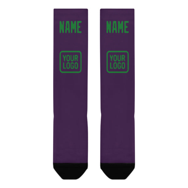 Custom Purple Emerald Green Knee-High Sock