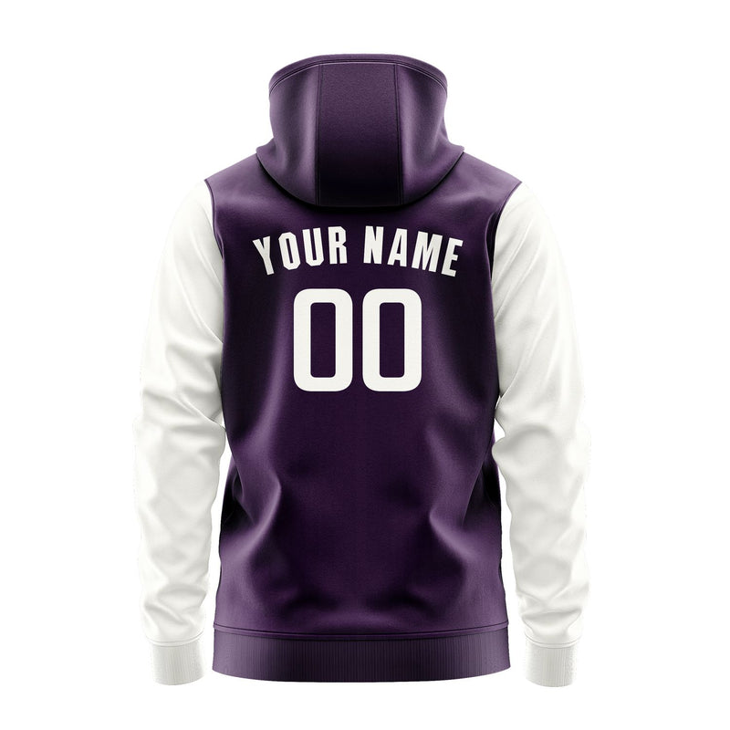 Custom Purple White Hoodie 0707181807B31818