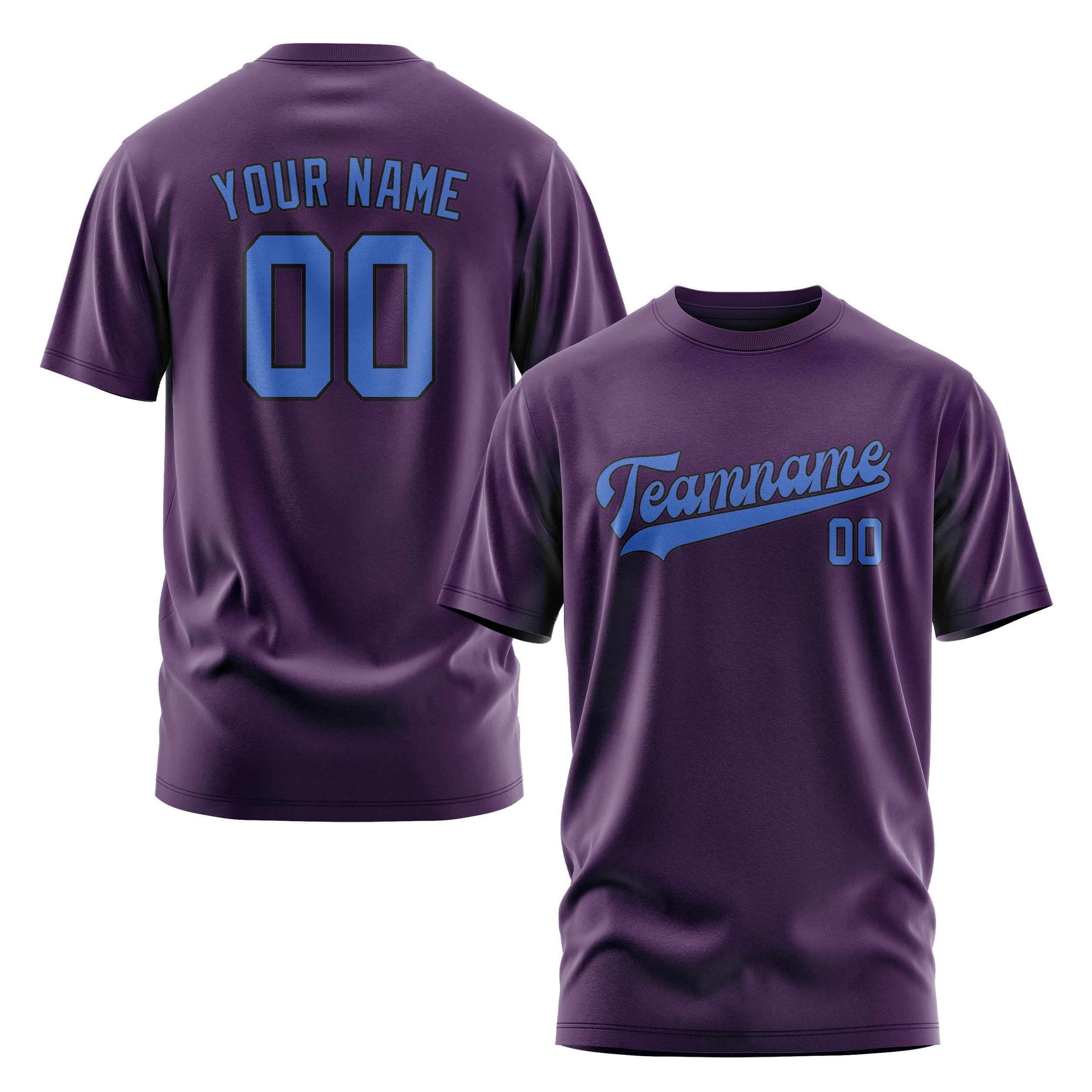 Custom Purple Sky Blue T-Shirt