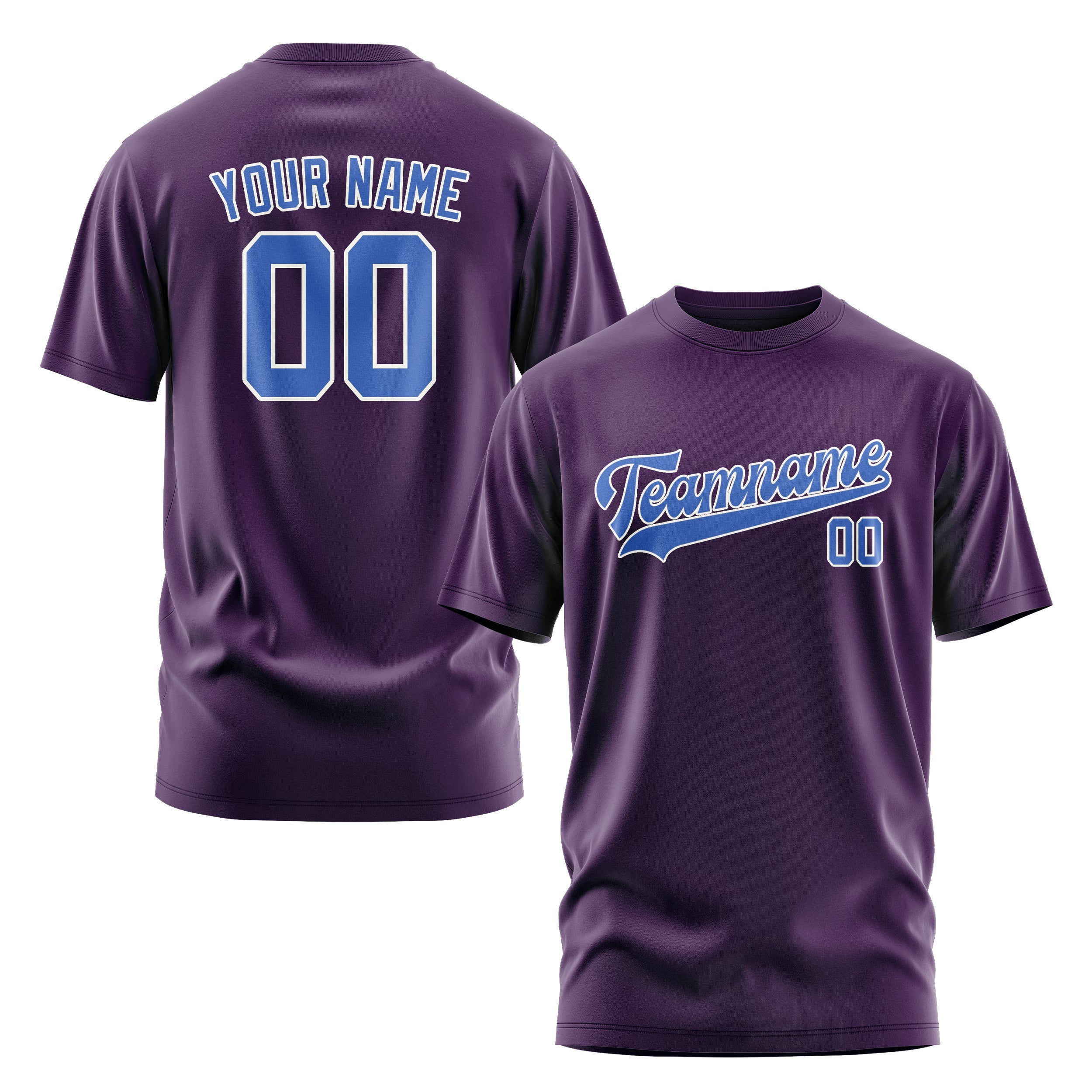 Custom Purple Sky Blue T-Shirt