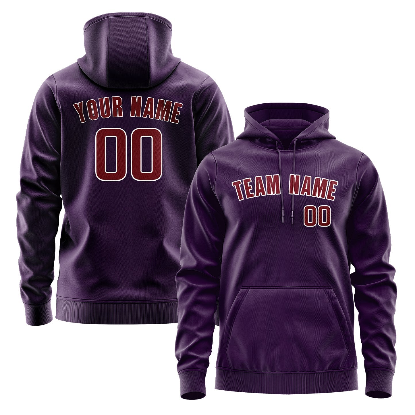 Custom Purple Crimson Red Hoodie