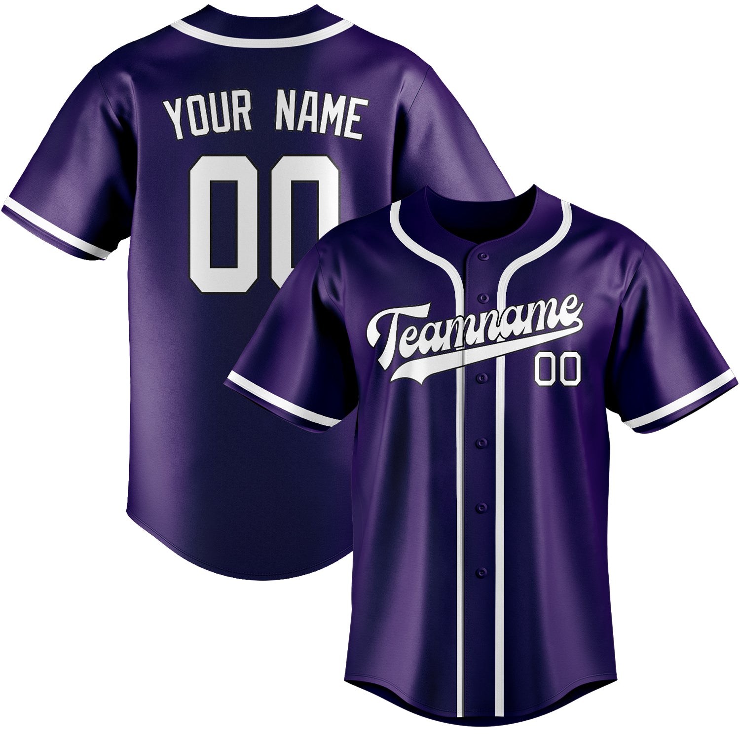 Custom Purple White Baseball Jersey