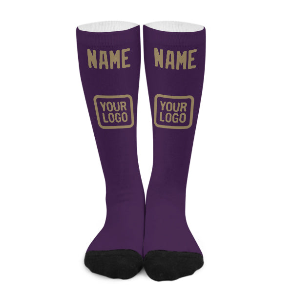 Custom Purple Light Khaki Knee-High Sock
