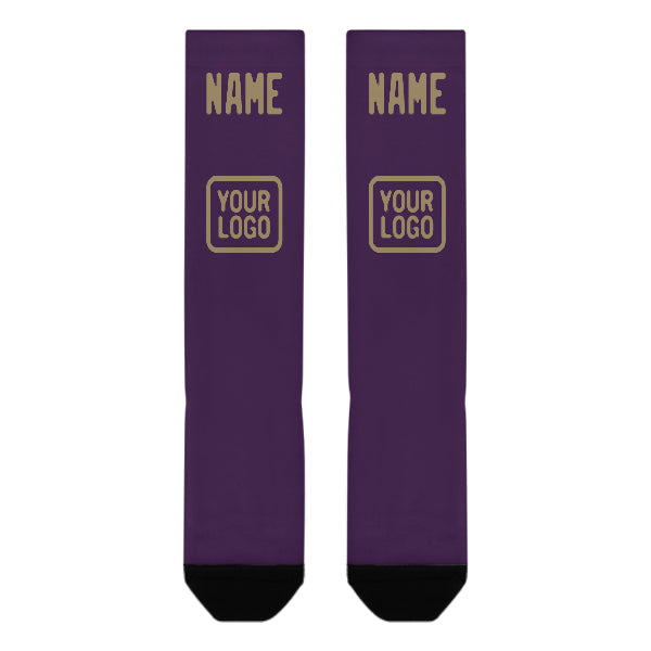 Custom Purple Light Khaki Knee-High Sock