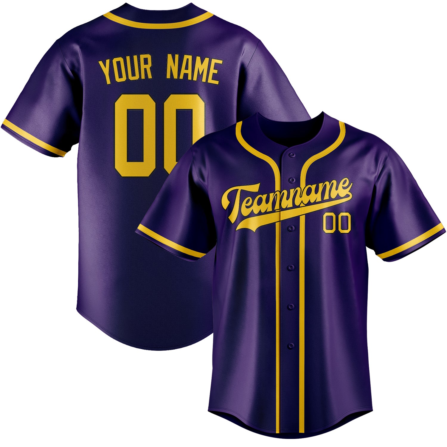 Custom Purple Gold Baseball Jersey