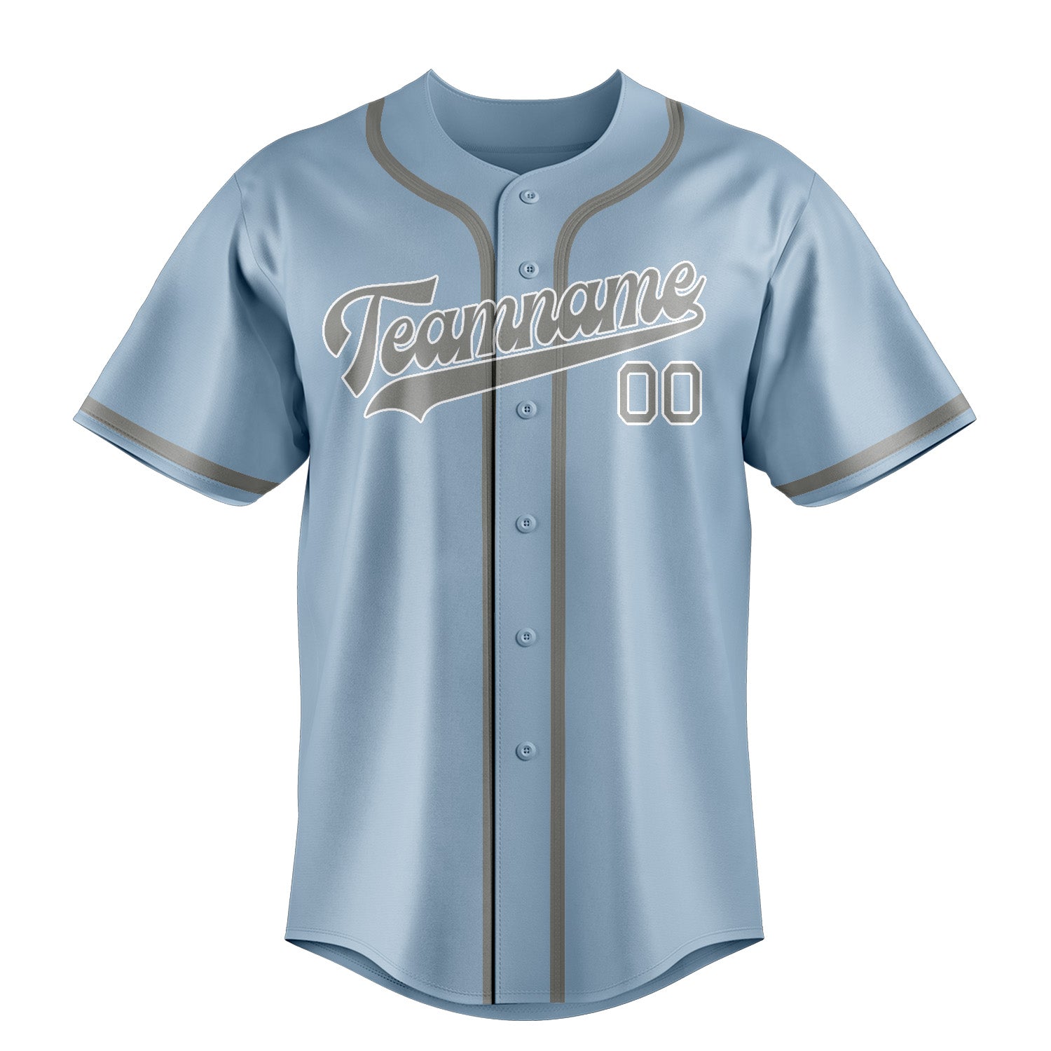 Custom Light Blue Gray Baseball Jersey