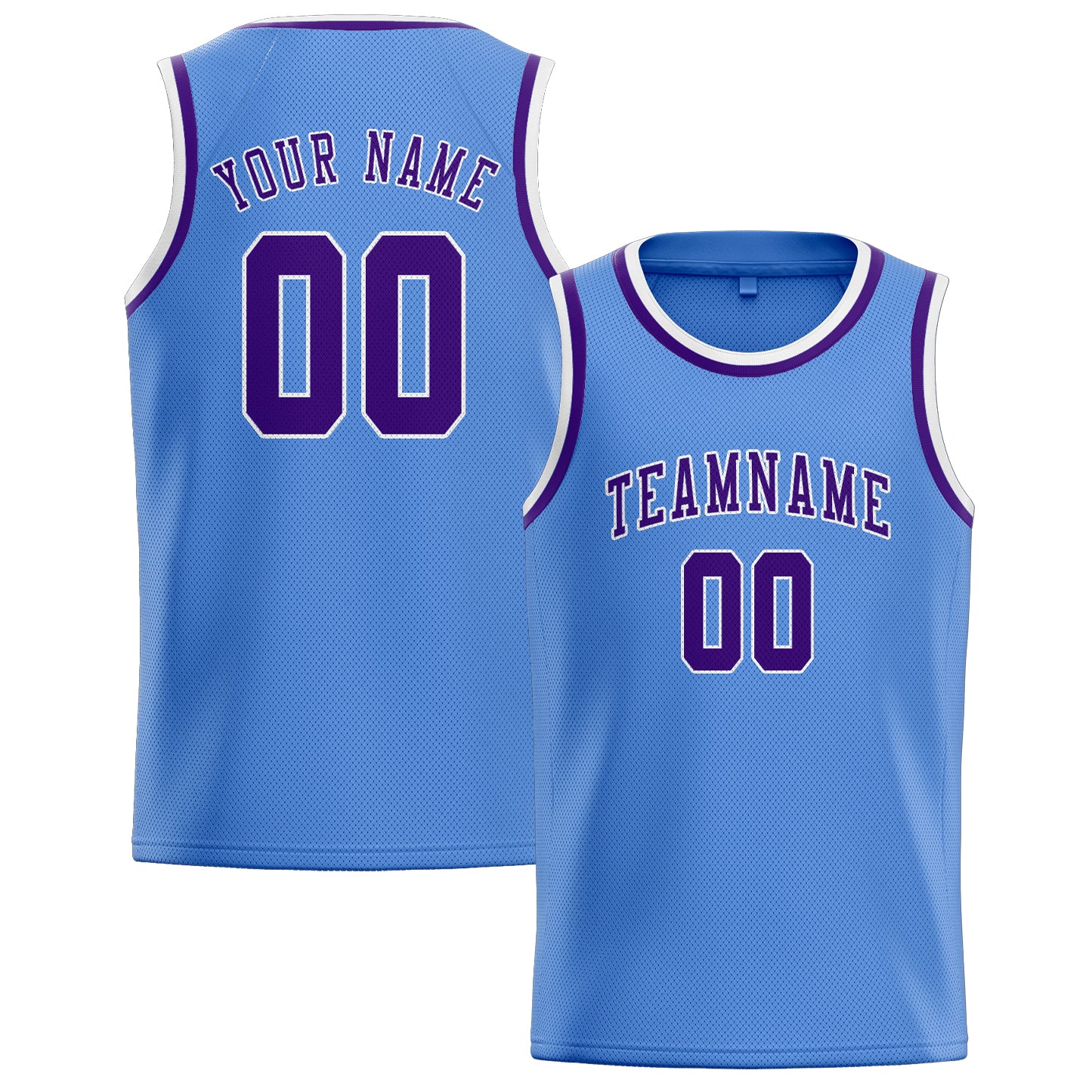 Custom Light Blue Purple Basketball Jersey