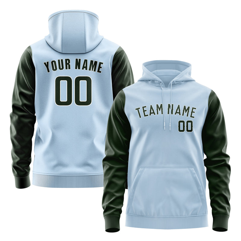 Custom Light Blue Dark Green Hoodie 0808060608B31806