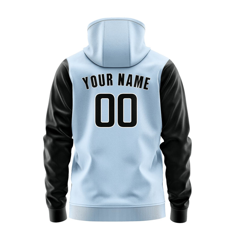 Custom Light Blue Black Hoodie 0808171708B31817