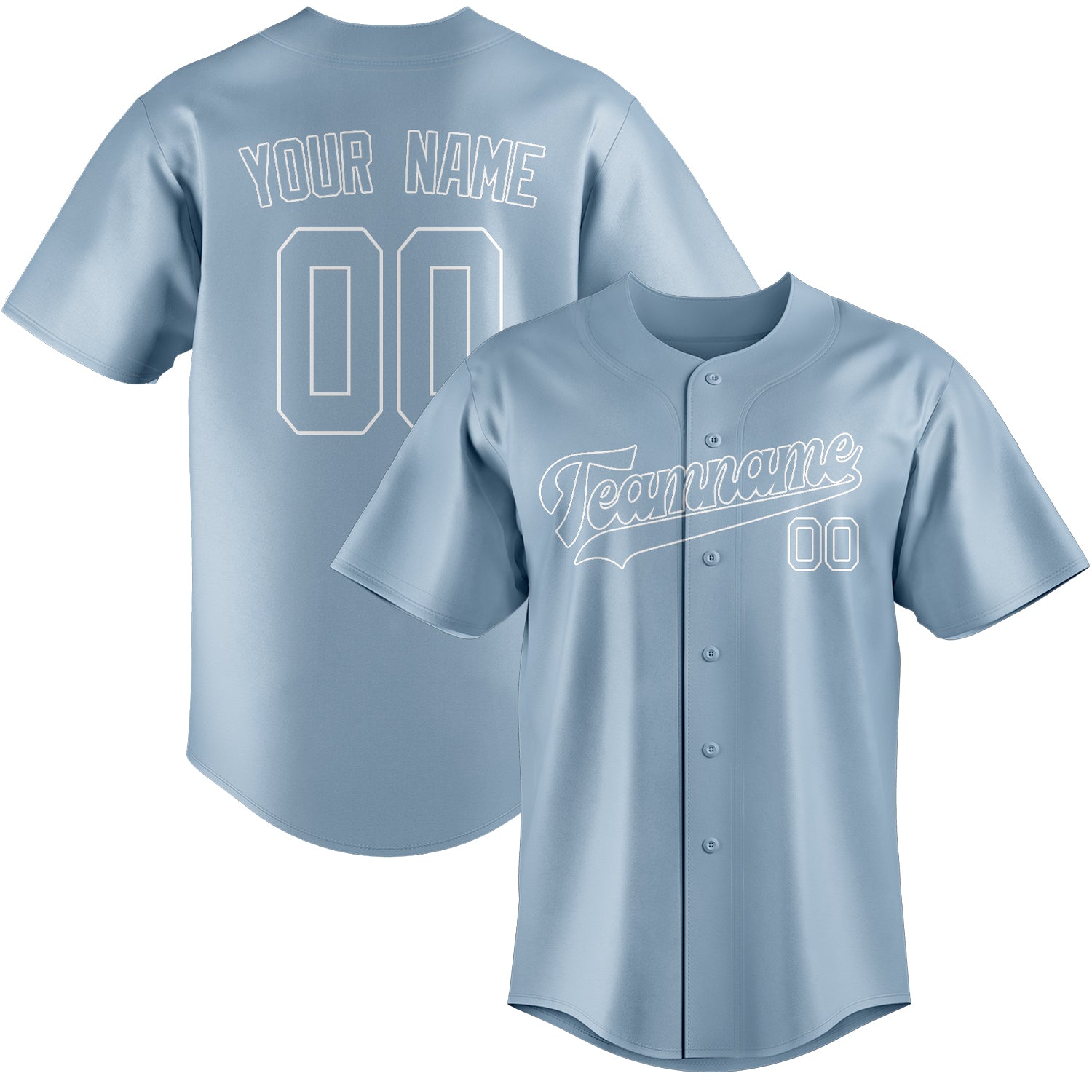 Custom Light Blue White Baseball Jersey