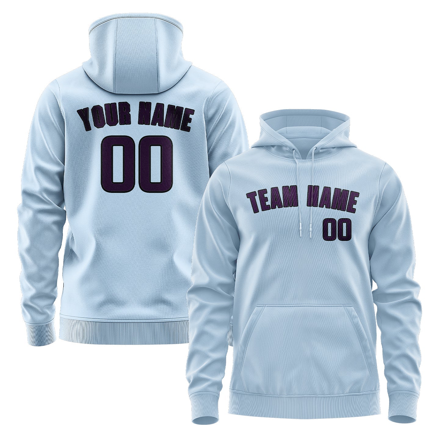 Custom Light Blue Purple Hoodie