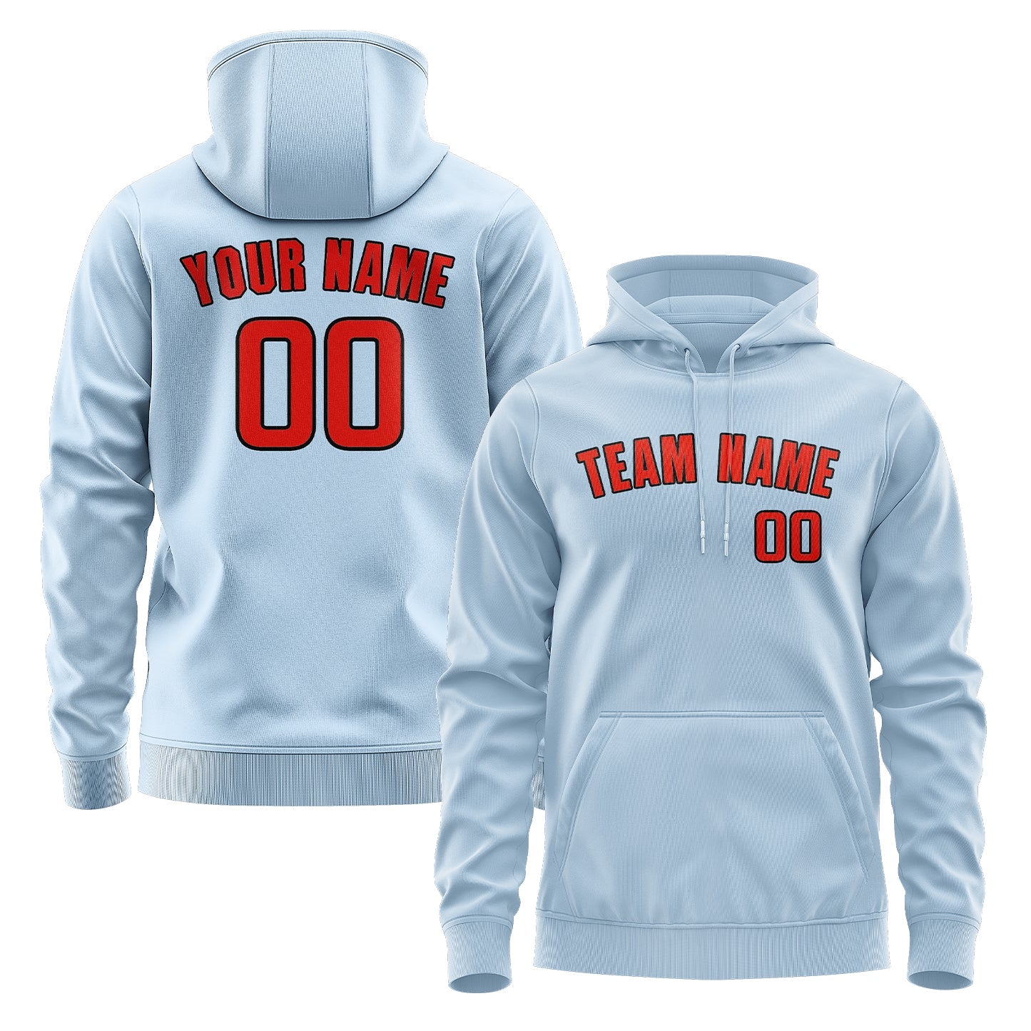 Custom Light Blue Orange Red Hoodie
