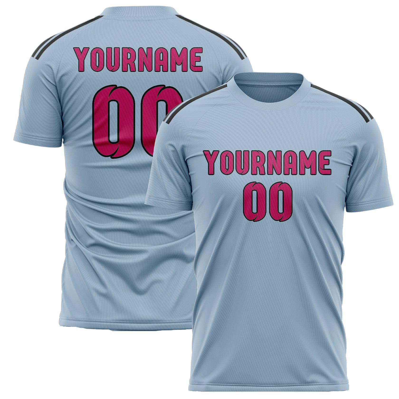 Custom Light Blue Pink Soccer Jersey